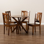 Mare Modern and Contemporary Transitional Walnut Brown Finished Wood 5-Piece Dining Set Mare-Walnut-5PC Dining Set By Baxton Studio