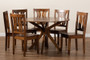 Mare Modern and Contemporary Transitional Walnut Brown Finished Wood 7-Piece Dining Set Mare-Walnut-7PC Dining Set By Baxton Studio