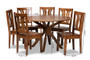 Mare Modern and Contemporary Transitional Walnut Brown Finished Wood 7-Piece Dining Set Mare-Walnut-7PC Dining Set By Baxton Studio