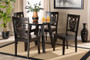 Mina Modern and Contemporary Transitional Dark Brown Finished Wood 5-Piece Dining Set Mina-Dark Brown-5PC Dining Set By Baxton Studio