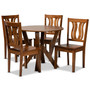 Noelia Modern and Contemporary Transitional Walnut Brown Finished Wood 5-Piece Dining Set Noelia-Walnut-5PC Dining Set By Baxton Studio