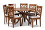 Norah Modern and Contemporary Grey Fabric Upholstered and Walnut Brown Finished Wood 7-Piece Dining Set Norah-Grey/Walnut-7PC Dining Set By Baxton Studio