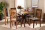 Norah Modern and Contemporary Grey Fabric Upholstered and Walnut Brown Finished Wood 7-Piece Dining Set Norah-Grey/Walnut-7PC Dining Set By Baxton Studio