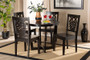 Salida Modern and Contemporary Transitional Dark Brown Finished Wood 5-Piece Dining Set Salida-Dark Brown-5PC Dining Set By Baxton Studio