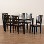 Zamira Modern and Contemporary Transitional Two-Tone Dark Brown and Walnut Brown Finished Wood 7-Piece Dining Set Zamira-Dark Brown/Walnut-7PC Dining Set By Baxton Studio