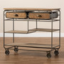 Grant Vintage Rustic Industrial Oak Brown Finished Wood and Black Finished Metal 2-Drawer Kitchen Cart JY20A069-Oak-Cart By Baxton Studio