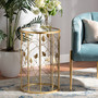 Anaya Modern and Contemporary Glam Brushed Gold Finished Metal and Glass Leaf Accent End Table JY20A251-Gold-ET By Baxton Studio