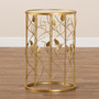 Anaya Modern and Contemporary Glam Brushed Gold Finished Metal and Glass Leaf Accent End Table JY20A251-Gold-ET By Baxton Studio