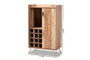 Mathis Modern and Contemporary Rustic Brown Finished Wood and Rose Gold Finished Metal Wine Storage Cabinet  WC8000-Rustic-Wine Cabinet By Baxton Studio