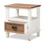Glynn Rustic Farmhouse Weathered Two-Tone White and Oak Brown Finished Wood 1-Drawer Nightstand JY19Y1063-White/Oak-NS By Baxton Studio