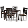 Luisa Modern and Contemporary Two-Tone Dark Brown and Walnut Brown Finished Wood 5-Piece Dining Set Luisa-Dark Brown/Walnut-5PC Dining Set By Baxton Studio