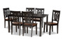 Luisa Modern and Contemporary Two-Tone Dark Brown and Walnut Brown Finished Wood 7-Piece Dining Set Luisa-Dark Brown/Walnut-7PC Dining Set By Baxton Studio