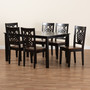 Luisa Modern and Contemporary Two-Tone Dark Brown and Walnut Brown Finished Wood 7-Piece Dining Set Luisa-Dark Brown/Walnut-7PC Dining Set By Baxton Studio