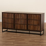 Neil Modern and Contemporary Walnut Brown Finished Wood and Black Finished Metal 3-Door Dining Room Sideboard Buffet MPC8009-Walnut-Sideboard By Baxton Studio