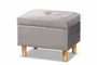 Elias Modern and Contemporary Grey Velvet Fabric Upholstered and Oak Brown Finished Wood Storage Ottoman JY20A250-Grey Velvet-Otto By Baxton Studio