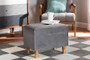 Elias Modern and Contemporary Grey Velvet Fabric Upholstered and Oak Brown Finished Wood Storage Ottoman JY20A250-Grey Velvet-Otto By Baxton Studio