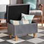 Elias Modern and Contemporary Grey Velvet Fabric Upholstered and Oak Brown Finished Wood Storage Ottoman JY20A250-Grey Velvet-Otto By Baxton Studio