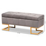 Ellery Luxe and Glam Grey Velvet Fabric Upholstered and Gold Finished Metal Storage Ottoman WS-14115-Grey Velvet/Gold-Otto By Baxton Studio