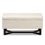 Esther Modern and Contemporary Beige Velvet Fabric Upholstered and Dark Brown Finished Wood Storage Ottoman WS-20716-Beige/Espresso-Otto By Baxton Studio