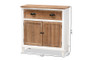 Glynn Rustic Farmhouse Weathered Two-Tone White and Oak Brown Finished Wood 2-Door Storage Cabinet JY19Y1061-White/Oak-Cabinet By Baxton Studio