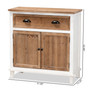 Glynn Rustic Farmhouse Weathered Two-Tone White and Oak Brown Finished Wood 2-Door Storage Cabinet JY19Y1061-White/Oak-Cabinet By Baxton Studio