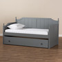Millie Cottage Farmhouse Grey Finished Wood Twin Size Daybed With Trundle MG0010-Grey-Daybed By Baxton Studio