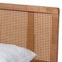 Romy Vintage French Inspired Ash Wanut Finished Wood And Synthetic Rattan Full Size Platform Bed MG0005-Ash Walnut Rattan-Full By Baxton Studio