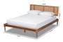 Romy Vintage French Inspired Ash Wanut Finished Wood And Synthetic Rattan Full Size Platform Bed MG0005-Ash Walnut Rattan-Full By Baxton Studio