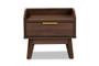 Lena Mid-Century Modern Walnut Brown Finished 1-Drawer Wood Nightstand LV4ST4240WI-Columbia-NS By Baxton Studio