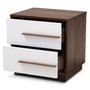 Mette Mid-Century Modern Two-Tone White And Walnut Finished 2-Drawer Wood Nightstand LV3ST3240WI-Columbia/White-NS By Baxton Studio