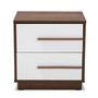 Mette Mid-Century Modern Two-Tone White And Walnut Finished 2-Drawer Wood Nightstand LV3ST3240WI-Columbia/White-NS By Baxton Studio
