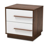 Mette Mid-Century Modern Two-Tone White And Walnut Finished 2-Drawer Wood Nightstand LV3ST3240WI-Columbia/White-NS By Baxton Studio