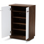 Mette Mid-Century Modern Two-Tone White And Walnut Finished 5-Shelf Wood Entryway Shoe Cabinet LV3SC3150WI-Columbia/White-Shoe Cabinet By Baxton Studio