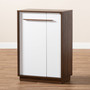 Mette Mid-Century Modern Two-Tone White And Walnut Finished 5-Shelf Wood Entryway Shoe Cabinet LV3SC3150WI-Columbia/White-Shoe Cabinet By Baxton Studio