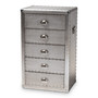 Davet French Industrial Silver Metal 5-Drawer Accent Chest JY17B167-Silver-Chest By Baxton Studio