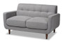 Allister Mid-Century Modern Light Grey Fabric Upholstered Loveseat J1453-Light Grey-LS By Baxton Studio