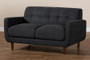 Allister Mid-Century Modern Dark Grey Fabric Upholstered Loveseat J1453-Dark Grey-LS By Baxton Studio