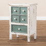 Angeline Antique French Country Cottage Distressed White And Teal Finished Wood 5-Drawer Accent Chest HY2AB040-White-Chest By Baxton Studio