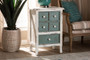 Angeline Antique French Country Cottage Distressed White And Teal Finished Wood 5-Drawer Accent Chest HY2AB040-White-Chest By Baxton Studio