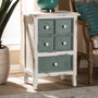 Angeline Antique French Country Cottage Distressed White And Teal Finished Wood 5-Drawer Accent Chest HY2AB040-White-Chest By Baxton Studio