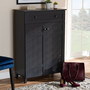 Glidden Modern And Contemporary Dark Grey Finished 5-Shelf Wood Shoe Storage Cabinet With Drawer FP-1203-Dark Grey By Baxton Studio