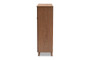Coolidge Modern And Contemporary Walnut Finished 11-Shelf Wood Shoe Storage Cabinet With Drawer FP-05LV-Walnut By Baxton Studio
