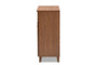 Coolidge Modern And Contemporary Walnut Finished 4-Shelf Wood Shoe Storage Cabinet With Drawer FP-02LV-Walnut By Baxton Studio