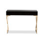 Carville Modern And Contemporary Dark Brown Faux Leather Upholstered Gold Finished 2-Drawer Console Table FJ2A035-Dark Brown-Console By Baxton Studio