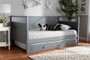 Cintia Cottage Farmhouse Grey Finished Wood Twin Size Daybed With Trundle Cintia-Grey-Daybed-T By Baxton Studio