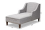 Leonie Modern And Contemporary Grey Fabric Upholstered Wenge Brown Finished Chaise Lounge CFCL3-Grey/Wenge-KD Chaise By Baxton Studio