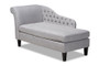 Florent Modern And Contemporary Grey Fabric Upholstered Black Finished Chaise Lounge CFCL2-Grey/Black-KD Chaise By Baxton Studio