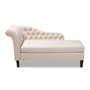 Florent Modern And Contemporary Beige Fabric Upholstered Black Finished Chaise Lounge CFCL2-Beige/Black-KD Chaise By Baxton Studio