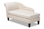 Florent Modern And Contemporary Beige Fabric Upholstered Black Finished Chaise Lounge CFCL2-Beige/Black-KD Chaise By Baxton Studio