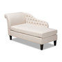 Florent Modern And Contemporary Beige Fabric Upholstered Black Finished Chaise Lounge CFCL2-Beige/Black-KD Chaise By Baxton Studio